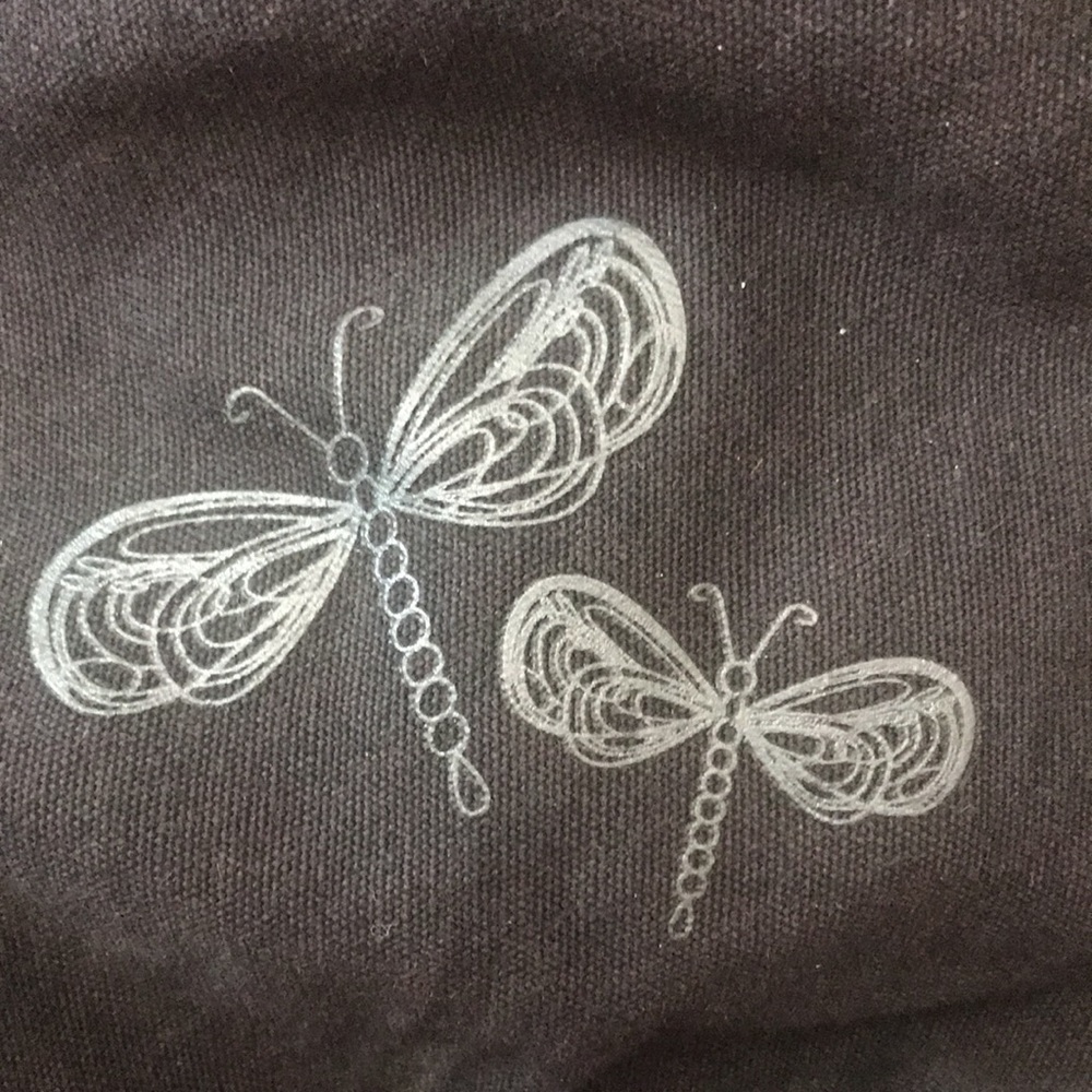 Mod black canvas tote bag with butterfly decal EUC - Picture 2 of 3